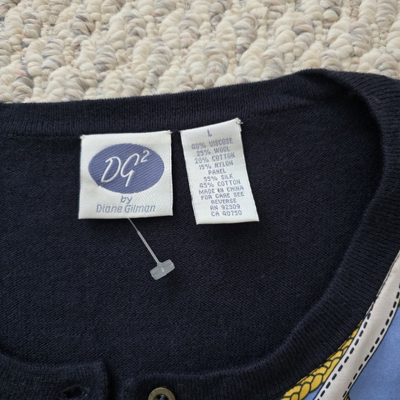 DG² by Diane Gilman Silk Blend Equestrian Print Cardigan Large - Picture 3 of 7